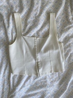 H&M Cropped Corset Cream Square Neck